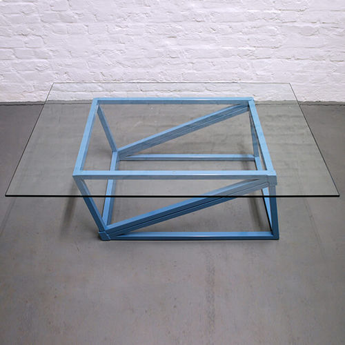 Moderner Couchtisch - A - Duffy London - Glas / pulverbeschichteter Stahl / rechteckig