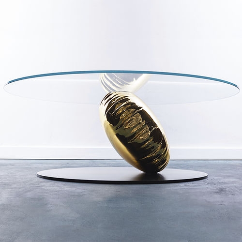 Moderner Couchtisch - Balance - Duffy London - Glas / Gestell aus Stahl / Gestell aus rostfreiem Edelstahl