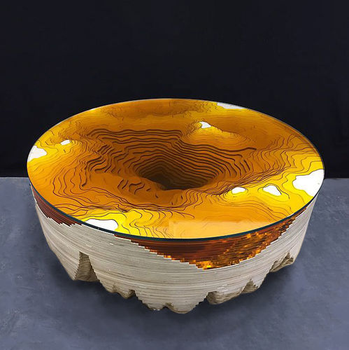 Moderner Couchtisch - Abyss Horizon: Amber - Duffy London - Glas / Gestell aus Holz / rund