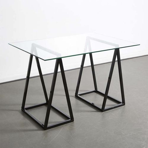 Moderner Esstisch - A - Duffy London - Glas / pulverbeschichteter Stahl / rechteckig