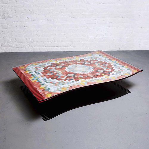 Couchtisch / originelles Design - FLYING CARPET - Duffy London - Glas / pulverbeschichteter Stahl / rechteckig
