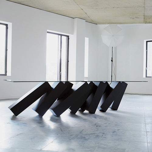Esstisch / originelles Design - MEGALITH - Duffy London - Glas / polierter Edelstahl / rechteckig