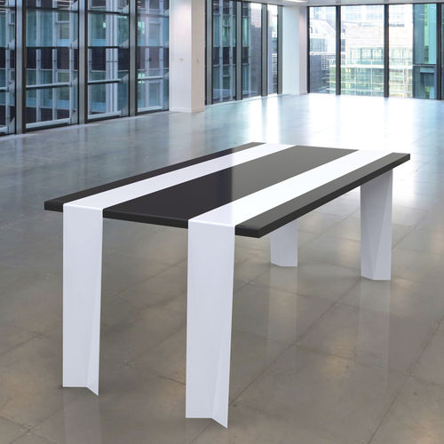 Moderner Esstisch - RUNNER  - Duffy London - Nussbaum / Massivholz / polierter Edelstahl