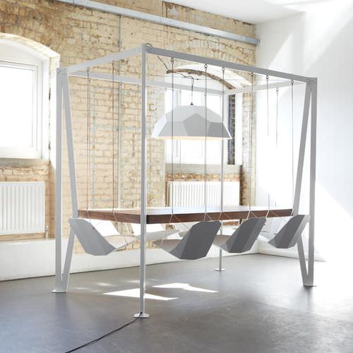 Moderner Besprechungstisch - SWING  - Duffy London - Holz / pulverbeschichteter Stahl / rechteckig