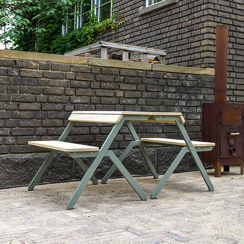 Moderne Tischgarnitur - THE TABLEBENCH - dutchtub - Lärche / galvanisiertem Stahl / pulverbeschichteter Stahl