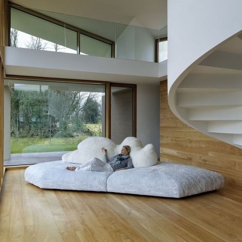 Modernes Sofa - PACK - edra - Stoff / Schaumstoff / Federn
