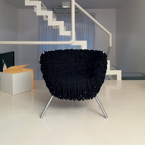 Sessel / originelles Design - VERMELHA - edra - Baumwolle / Stahl / Acryl