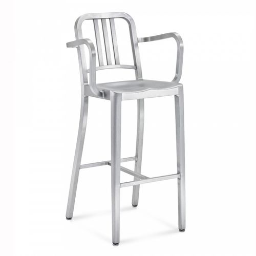 Moderner Barstuhl - NAVY® : 1006 30A - emeco - Aluminium / für Privatgebrauch / mit Armlehnen