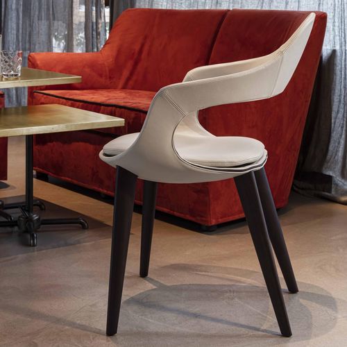 Moderner Sessel - FRENCHKISS - ENRICO PELLIZZONI - Leder / Holz / weiß