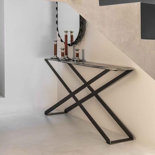 Moderner Konsolentisch - CROSSOVER - ENRICO PELLIZZONI - Marmor / Gestell aus lackiertem Stahl / rechteckig