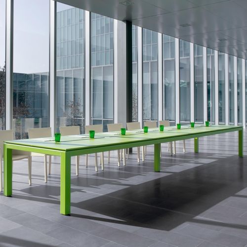 Moderner Besprechungstisch - ABACO - ENRICO PELLIZZONI - Holz / Kristall / lackiertes Glas