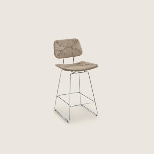 Rustikaler Barhocker - ECHOES S.H. - FLEXFORM - Kuhfell / Gestell aus Metall / mit Kufengestell