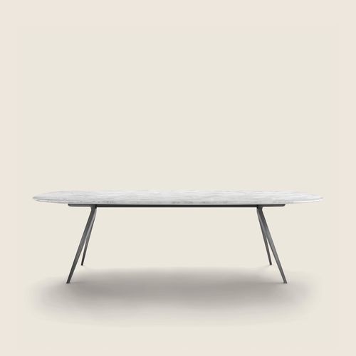 Moderner Esstisch - ZEFIRO - FLEXFORM - Aluminium / Nussbaum / Teakholz