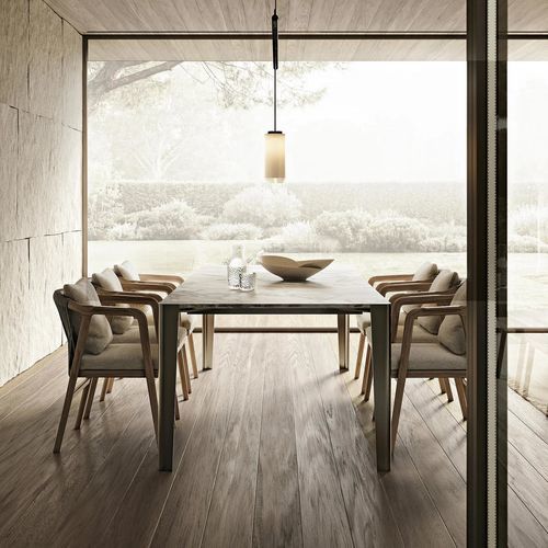 Moderner Esstisch - ISEO - FLEXFORM - Metall / Nussbaum / Esche