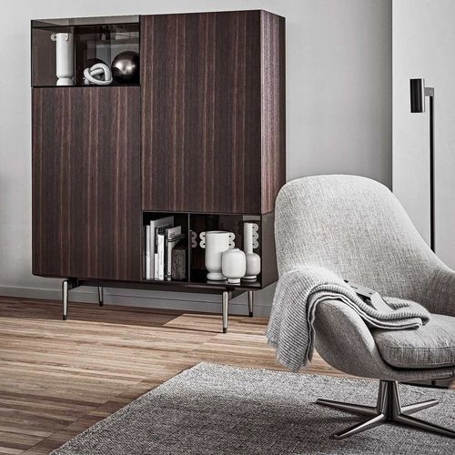 Hohes Sideboard - JEREMY - FLEXFORM - modern / Aluminium / aus lackiertem Metall