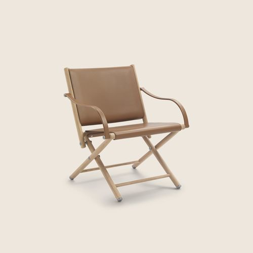 Moderner Sessel - LAUREN - FLEXFORM - Leder / Massivholz / Nussbaum