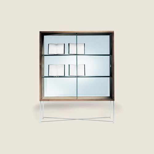 Moderne Vitrine - MOKA - FLEXFORM - bodenstehend / Metall / Eiche