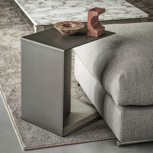 Moderner Couchtisch - PLAIN - FLEXFORM - Metall / Leder / rechteckig