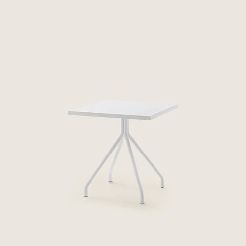 Moderner Esstisch - ACADEMY OUTDOOR - FLEXFORM - Edelstahl / Iroko / Stein