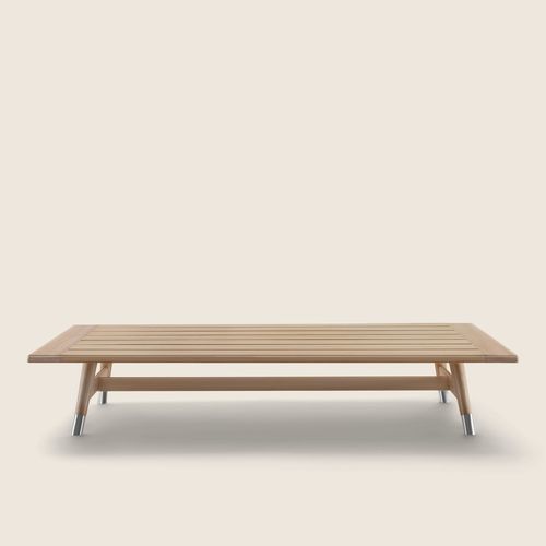 Moderner Couchtisch - DESCO - FLEXFORM - Iroko / Stein / Gestell aus Massivholz