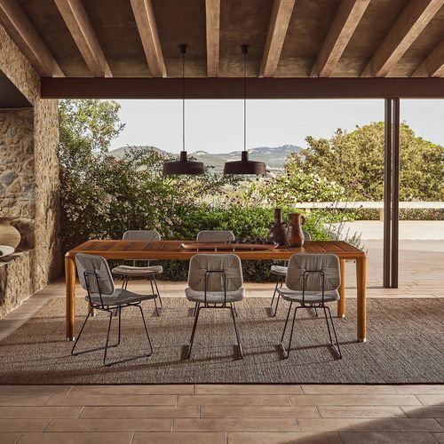 Moderner Esstisch - KOBO - FLEXFORM - Massivholz / Iroko / Gestell aus Iroko