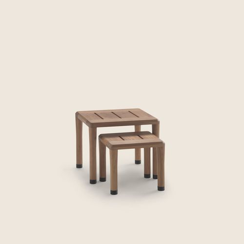 Moderner Couchtisch - KOBO OUTDOOR - FLEXFORM - Iroko / Gestell aus Iroko / rechteckig