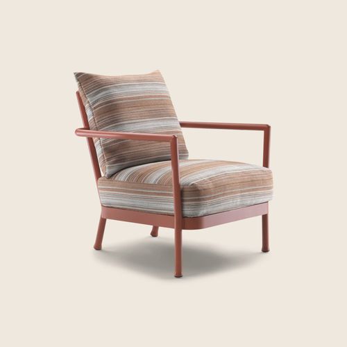 Moderner Sessel - CAMARGUE - FLEXFORM - Polyesterfaser / Aluminium / mit abnehmbarem Kissen