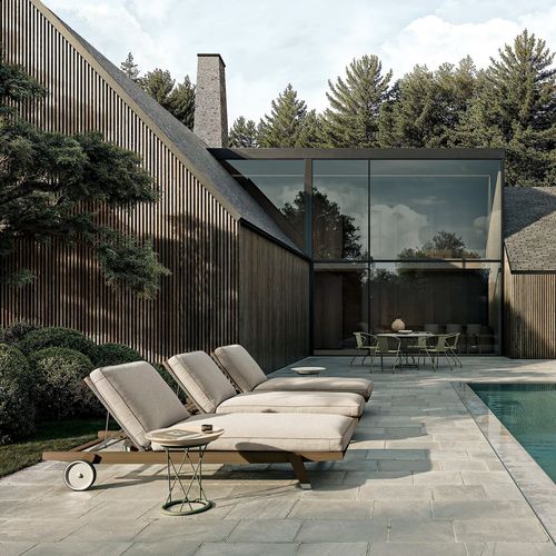 Moderne Récamiere - HORA SEXTA - FLEXFORM - Stoff / Iroko / Gestell aus Aluminium