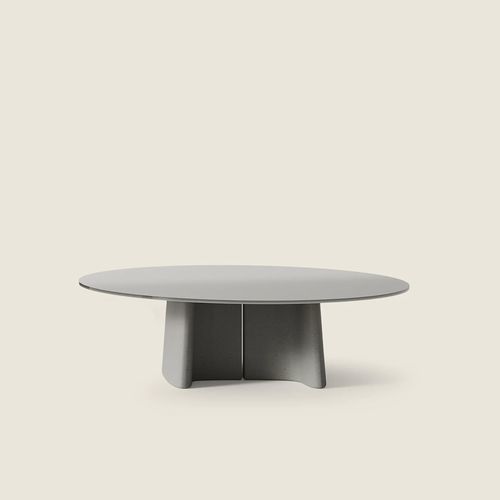 Moderner Couchtisch - TARA - FLEXFORM - Faserbeton / Gestell aus Faserbeton / kreisförmig
