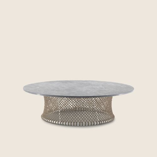 Moderner Couchtisch - OASIS - FLEXFORM - Hartglas / Gestell aus rostfreiem Edelstahl / rund