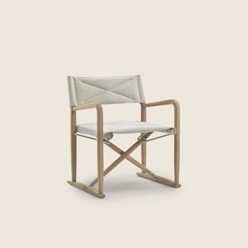 Moderner Sessel - LUCHINO OUTDOOR - FLEXFORM - Stoff / abperlendes Gewebe / Iroko