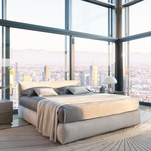 Modernes Bett - MERKURIO - Flou - Doppelbett / Einpersonen / Polster