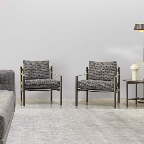 Moderner Sessel - IKO - Flou - Stoff / Leder / Stahl