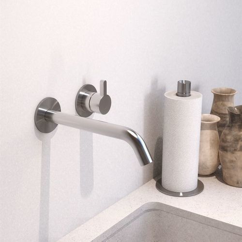 Einhebelmischer für Waschbecken - F1988 - Frost Design - Einbau / wandmontiert / gebürsteter Edelstahl