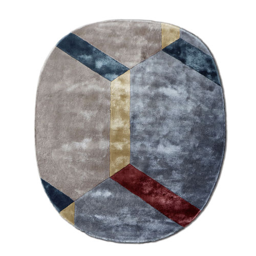 Moderner Teppich - COBBLESTONE NATIVE B - G.T.DESIGN - mit geometrischen Motiven / Tencel® / rechteckig
