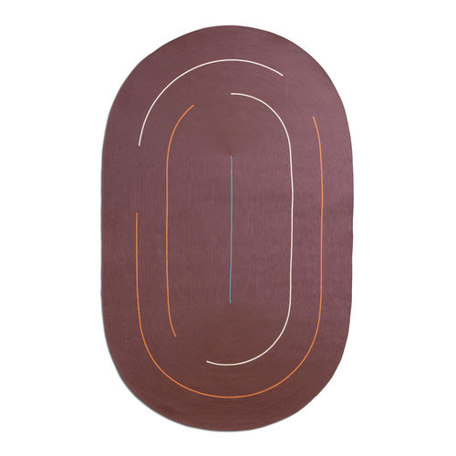 Moderner Teppich - Hula Hoop Track - G.T.DESIGN - Streifenmuster / einfarbig / oval