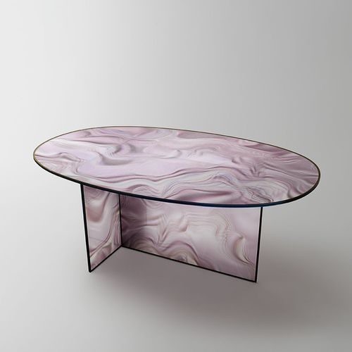 Moderner Tisch - LIQUEFY  - GLAS ITALIA - Kristall / oval / Contract