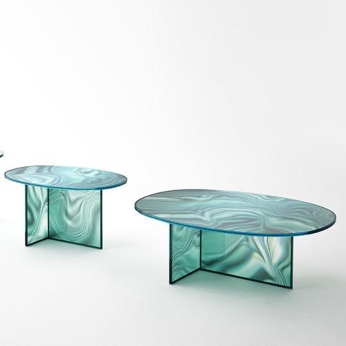 Moderner Couchtisch - LIQUEFY  - GLAS ITALIA - Kristall / rechteckig / rund