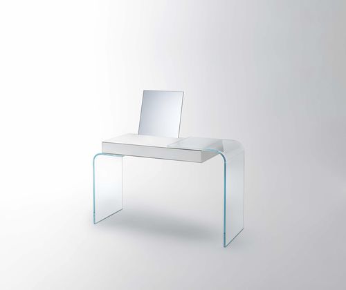 Moderner Schreibtisch - STRATA - GLAS ITALIA - Glas / mit Gestell aus Paneelen / Contract