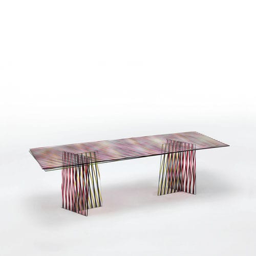 Moderner Esstisch - CROSSING  - GLAS ITALIA - Glas / rechteckig / quadratisch