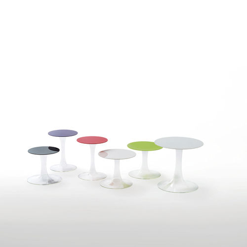 Moderner Beistelltisch - FUNGHETTI  - GLAS ITALIA - lackiertes Glas / rund / für professionellen Einsatz