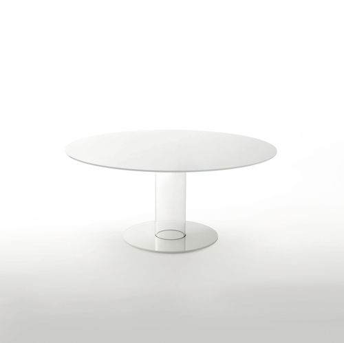 Moderner Esstisch - HUB  - GLAS ITALIA - lackiertes Glas / rund / für professionellen Einsatz