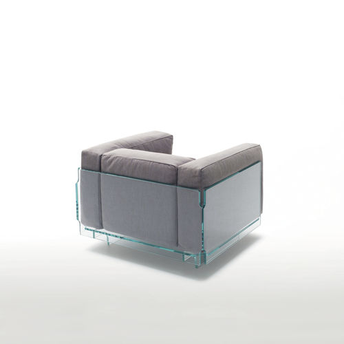 Moderner Sessel - CRYSTAL LOUNGE  - GLAS ITALIA - Stoff / Glas / transparent