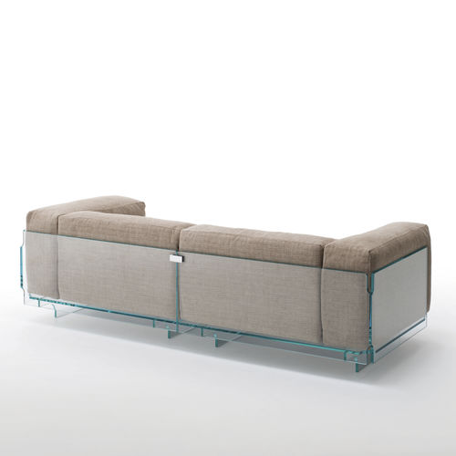 Modernes Sofa - CRYSTAL LOUNGE  - GLAS ITALIA - Stoff / weiß / Gestell aus Glas
