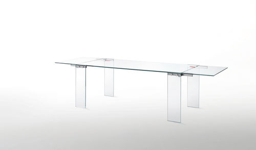 Moderner Tisch - NAKED  - GLAS ITALIA - Glas / rechteckig / ausziehbar