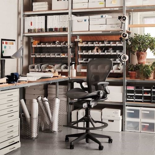Moderner Arbeitshocker - AERON - Herman Miller - Stoff / geflochtenes Harz / Schaumstoff