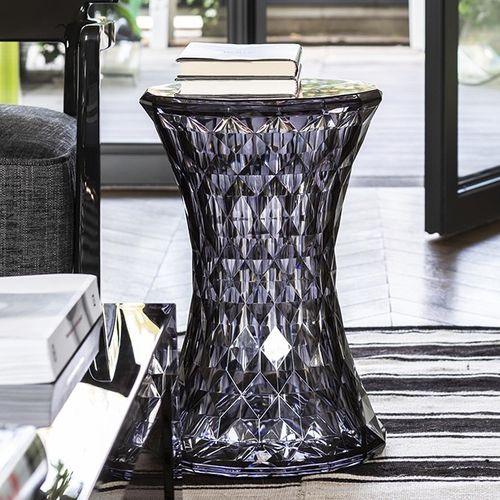 Moderner Hocker - STONE - Kartell - Polycarbonat / Gestell aus Polykarbonat / mit Mittelfuß
