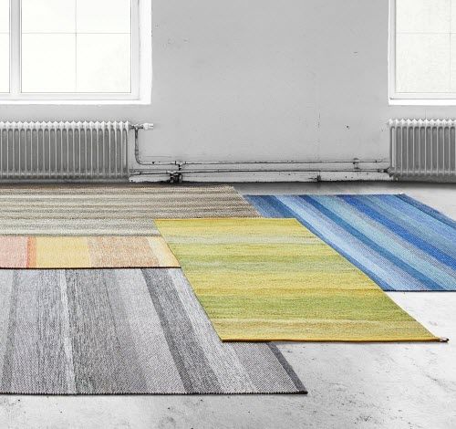 Moderner Teppich - HARVEST - KASTHALL - Streifenmuster / Wolle / Leinen
