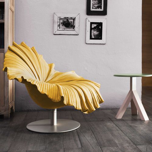 Kaminsessel / originelles Design - BLOOM - Kenneth Cobonpue - Stahl / Glasfaser / gelb