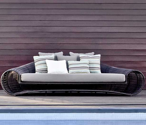 Sofa / originelles Design - CROISSANT - Kenneth Cobonpue - für Garten / grau / schwarz